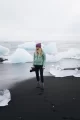 Standing between icebergs at Diamond Beach, Iceland