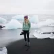 Standing between icebergs at Diamond Beach, Iceland