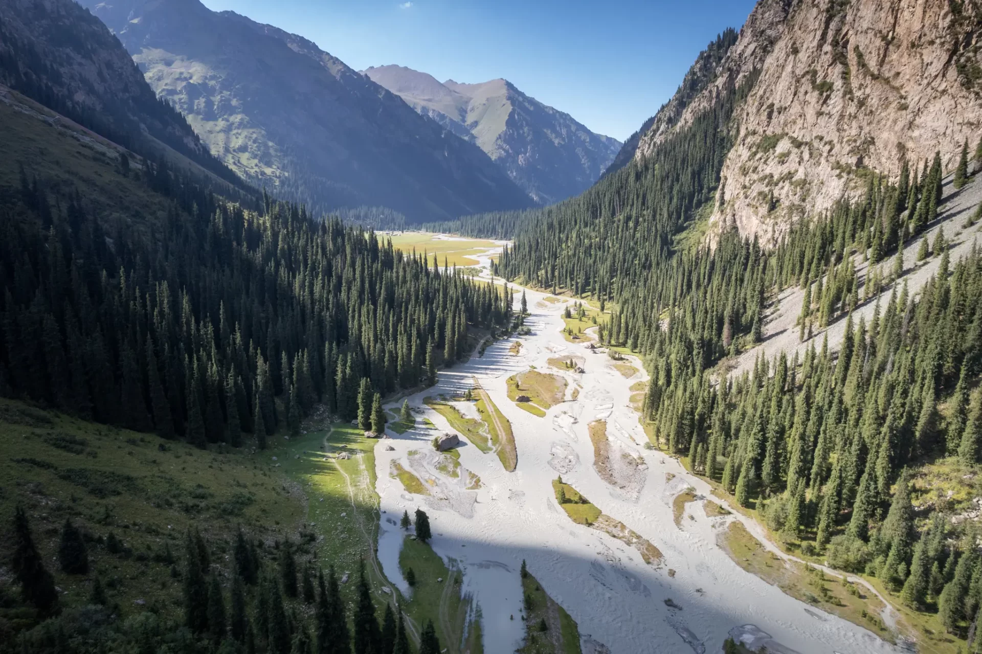 Drone view of Karakol Gorge, Kyrgyzstan