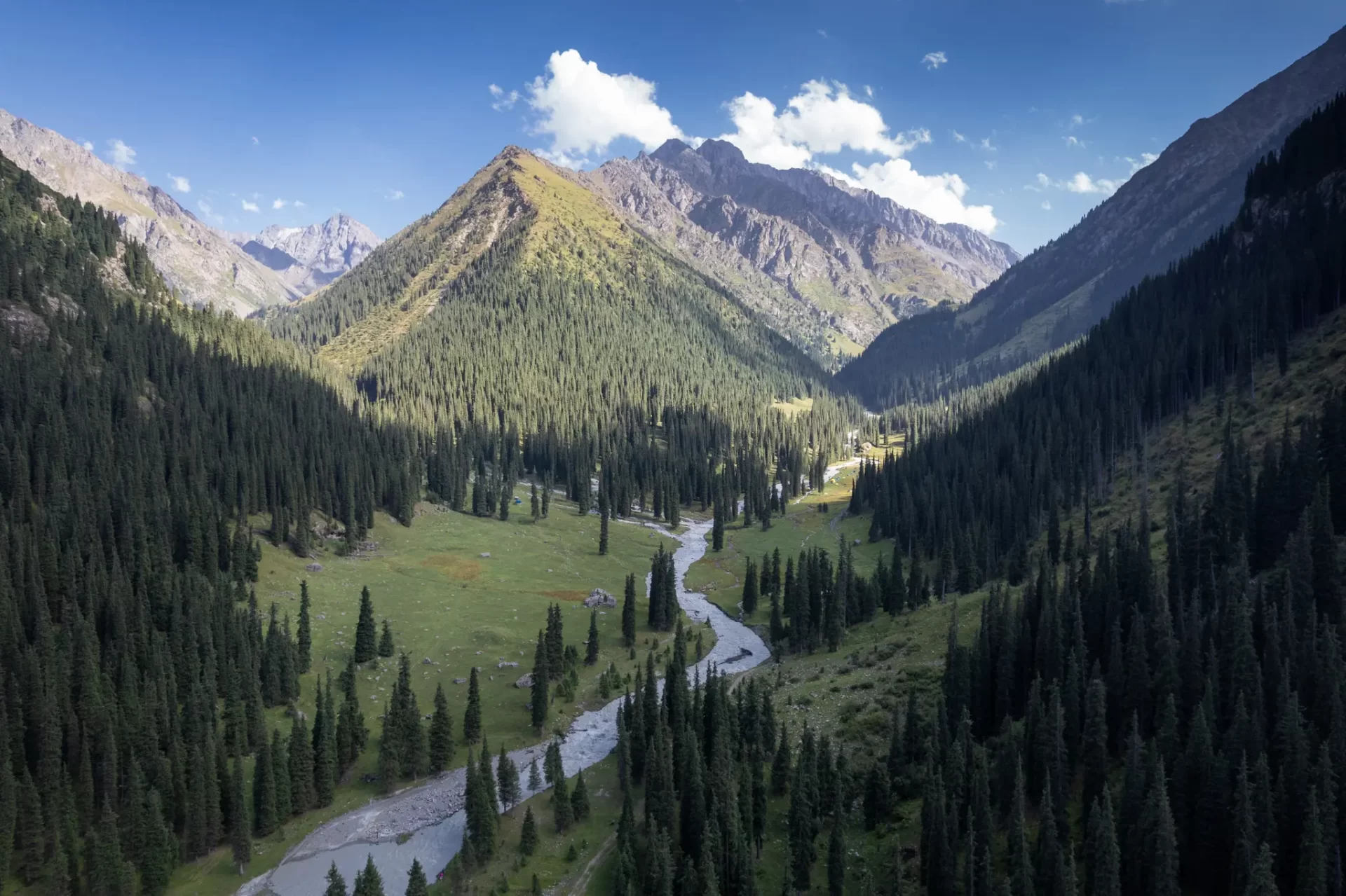 Drone view of Karakol Gorge, Kyrgyzstan